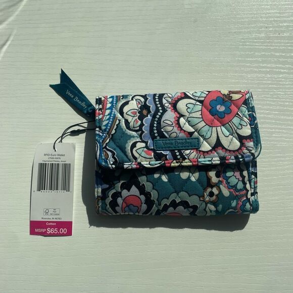 Vera Bradley Haymarket Paisley Jewel Cotton Euro Wallet - Picture 3 of 15